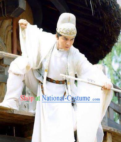 Traditional Chinese Tang Dynasty Nobility Childe Swordsman Wang Yuanfang Replica Costume for Men