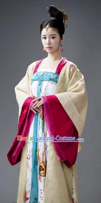 Chinese Traditional Tang Dynasty Palace Lady Empress Wu Zetian Replica Costume for Women