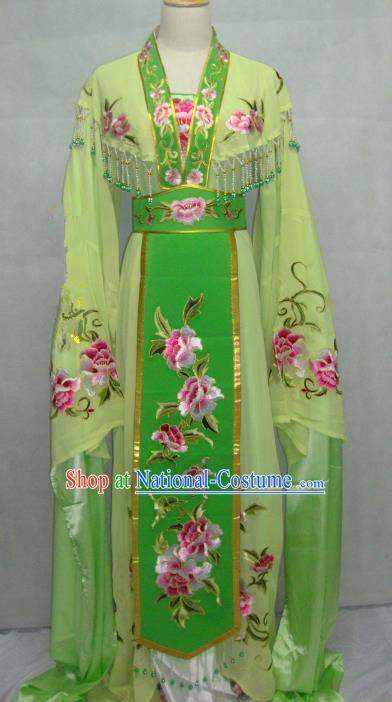 Traditional China Beijing Opera Princess Green Dress Chinese Peking Opera Diva Embroidered Costume