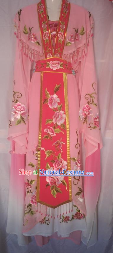 Traditional China Beijing Opera Princess Pink Dress Chinese Peking Opera Diva Embroidered Costume