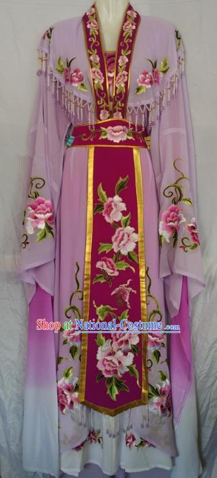 Traditional China Beijing Opera Princess Purple Dress Chinese Peking Opera Diva Embroidered Costume