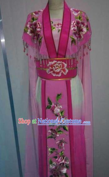 Traditional China Beijing Opera Princess Rosy Dress Chinese Peking Opera Diva Embroidered Costume