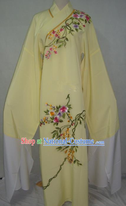 China Beijing Opera Lang Scholar Niche Costume Light Yellow Embroidered Robe for Adults