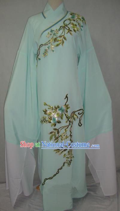 China Beijing Opera Lang Scholar Niche Costume Light Green Embroidered Robe for Adults