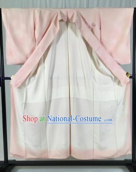 Japan Traditional Geisha Pink Kimono Formal Costume Furisode Kimonos Ancient Yukata Dress for Women