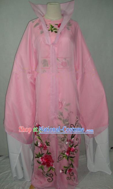 Traditional Chinese Beijing Opera Scholar Niche Costume Embroidered Pink Robe for Adults