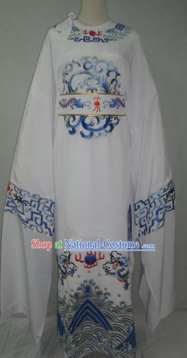 Traditional Chinese Beijing Opera Niche Costume Beijing Opera Embroidered White Robe for Adults