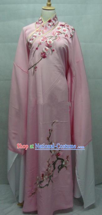 Traditional Chinese Beijing Opera Niche Costume Embroidered Plum Blossom Pink Robe for Adults