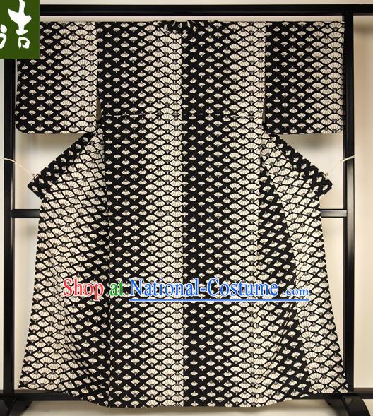 Japanese National Costume Male Black Kimono Ancient Hakama Yukata Robe for Men