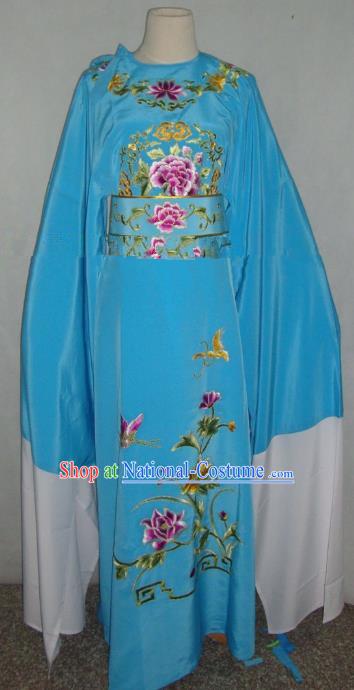 Traditional Chinese Shaoxing Opera Niche Scholar Embroidery Costume Beijing Opera Blue Robe for Adults