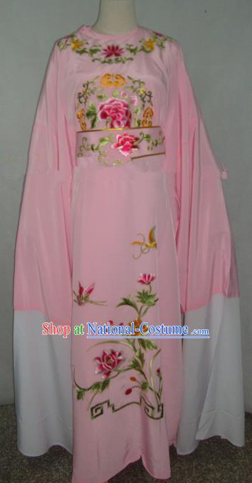 Traditional Chinese Shaoxing Opera Niche Scholar Embroidery Costume Beijing Opera Pink Robe for Adults