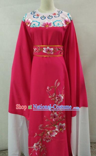 Traditional Chinese Shaoxing Opera Niche Scholar Embroidery Rosy Robe Costume for Adults