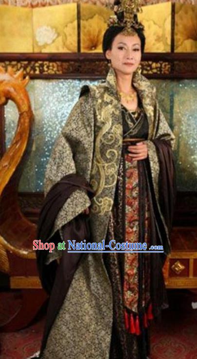 Chinese Ancient Tang Dynasty Embroidered Dress Empress Wu Zetian Replica Costume for Women