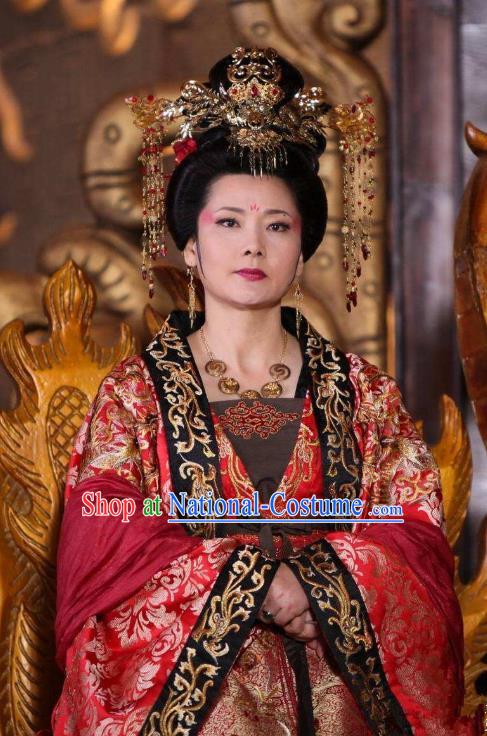 Chinese Ancient Tang Dynasty Embroidered Dress Empress Wei Replica Costume for Women