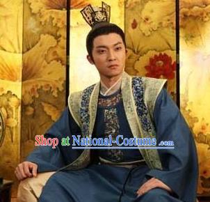 Traditional Chinese Tang Dynasty Nobility Childe Wu Chongxun Replica Costume for Men