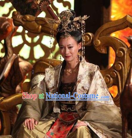 Chinese Ancient Tang Dynasty Female Emperor Embroidered Dress Empress Wu Zetian Replica Costume for Women