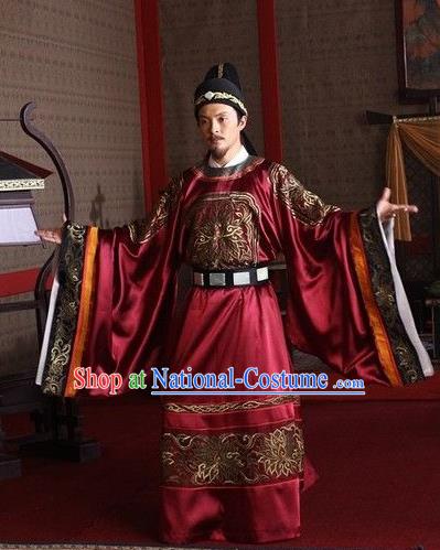 Traditional Chinese Tang Dynasty Gwanbok Minister Detective Di Renjie Replica Costume for Men