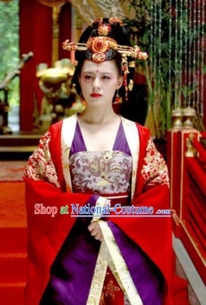 Chinese Ancient Tang Dynasty Wu Zetian Embroidered Dress Empress Replica Costume for Women