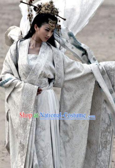 Chinese Ancient Theatre Princess Hanfu Embroidered Costume and Headpiece Complete Set