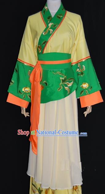 Traditional China Beijing Opera Diva Yellow Dress Chinese Peking Opera Maidservants Costume