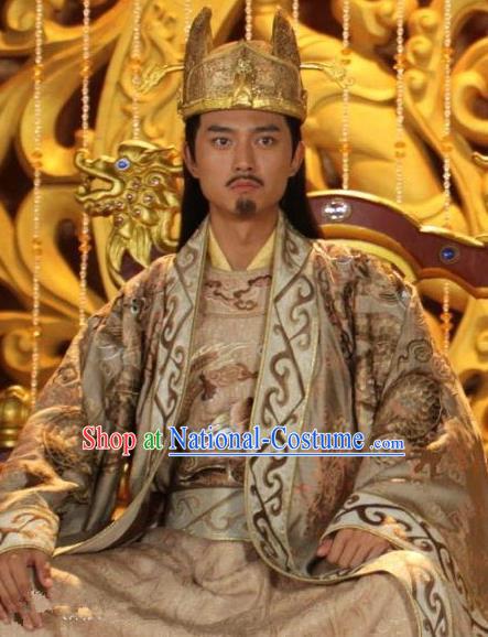 Chinese Ancient Emperor Tang Dynasty Imperator Li Xian Embroidered Replica Costume for Men