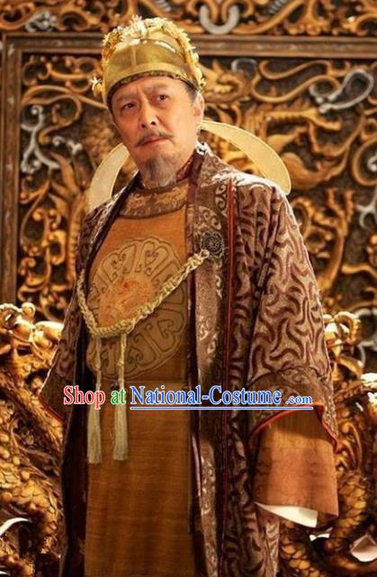 Chinese Ancient Tang Dynasty Emperor Taizong Li Shimin Embroidered Replica Costume for Men