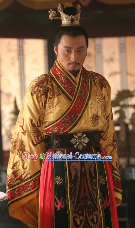 Chinese Ancient Tang Dynasty Emperor Li Shimin Replica Costume Embroidered Imperial Robe for Men