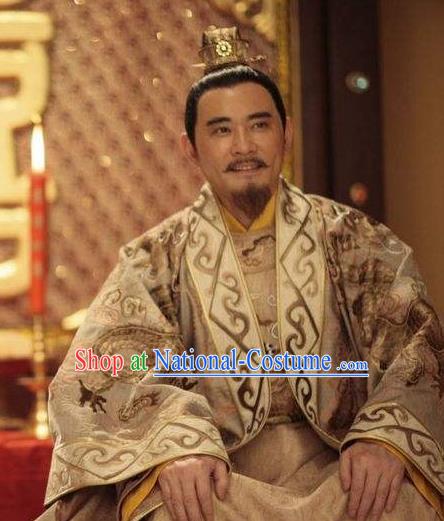 Chinese Ancient Gaozong Emperor of Tang Dynasty Li Zhi Embroidered Replica Costume for Men