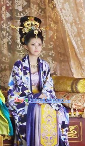 Ancient Chinese Tang Dynasty Empress Wu Zetian Hanfu Dress Queen Replica Costume for Women