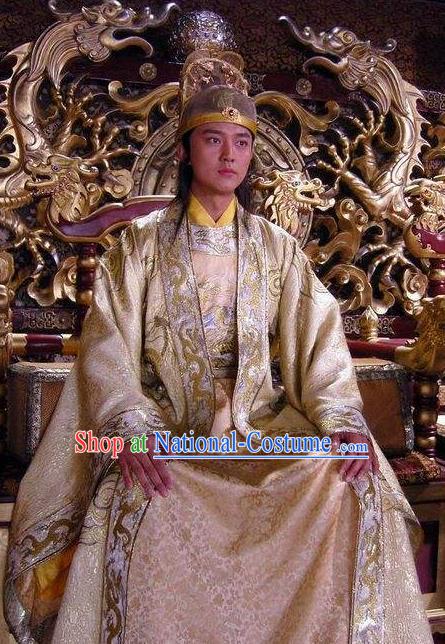 Chinese Ancient Zhong Emperor of Tang Dynasty Li Xian Embroidered Replica Costume for Men