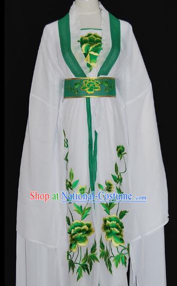 Traditional Chinese Beijing Opera Diva Green Dress Peking Opera Nobility Lady Embroidered Costume