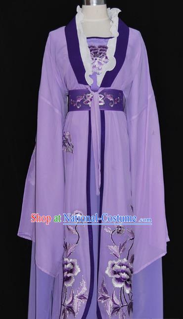 Traditional Chinese Beijing Opera Diva Purple Dress Peking Opera Princess Embroidered Costume