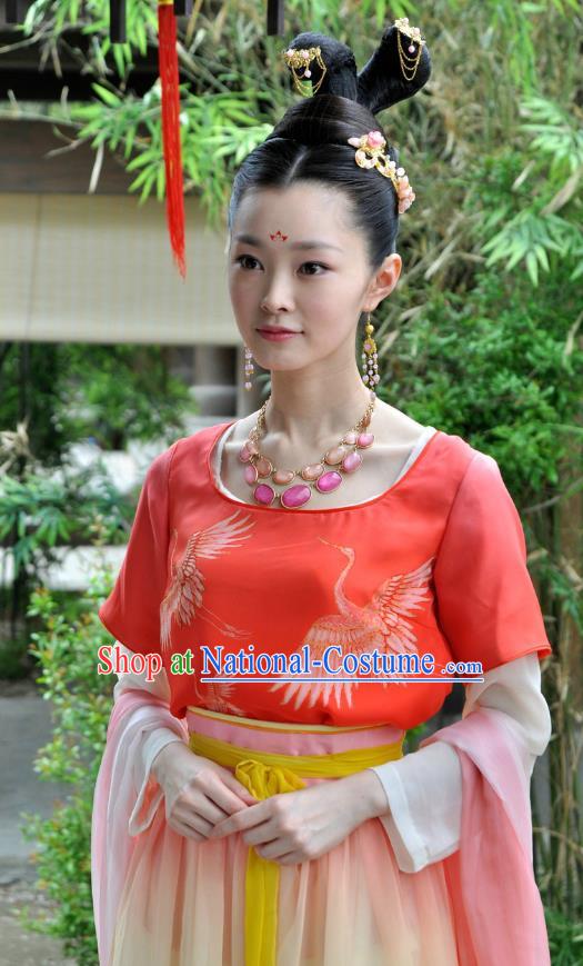 Chinese Ancient Tang Dynasty Princess Embroidered Dress Replica Costume for Women