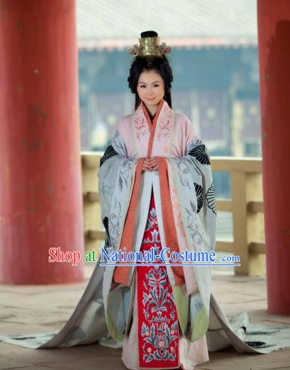 Chinese Han Dynasty Ancient Princess Hanfu Embroidered Dress Costume for Women