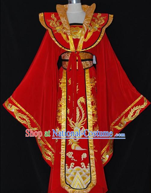 Traditional Chinese Beijing Opera Imperial Empress Red Dress Peking Opera Diva Embroidered Costume