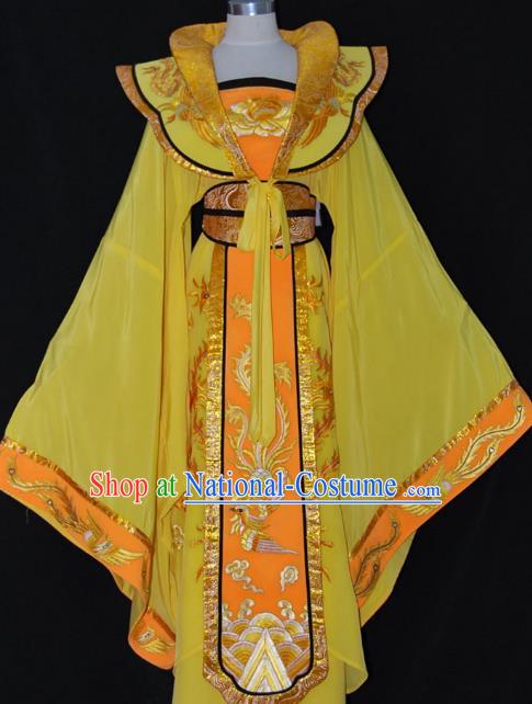 Traditional Chinese Beijing Opera Imperial Empress Yellow Dress Peking Opera Diva Embroidered Costume