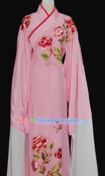 Traditional Chinese Beijing Opera Embroidery Peony Pink Costume Peking Opera Niche Clothing for Adults