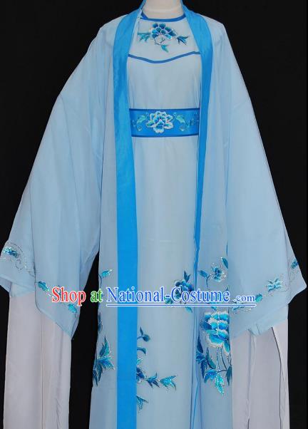 Traditional Chinese Beijing Opera Scholar Blue Robe Costume Peking Opera Niche Clothing for Adults