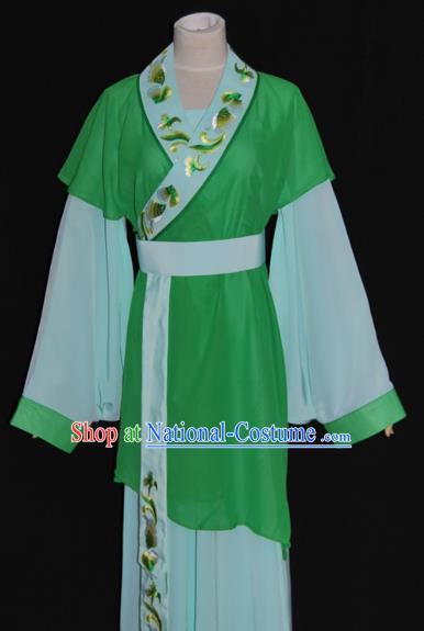 Traditional Chinese Beijing Opera Maidservants Green Dress Peking Opera Young Lady Costume