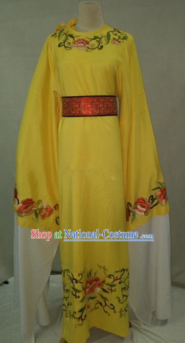 Traditional Chinese Beijing Opera Niche Water Sleeve Yellow Robe Peking Opera Young Men Costume for Adults