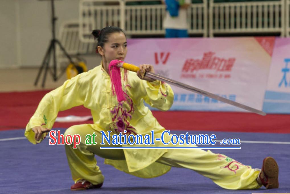 Top Taiji Kung Fu Uniforms  Tai Chi Uniforms Martial Arts Blouse Pants Kung Fu Suits Kungfu Outfit Professional Kung Fu Clothing Complete Set for Girls Kids Teenagers