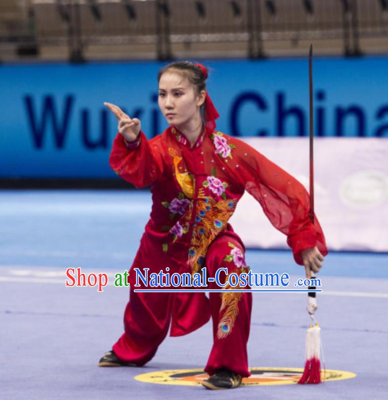 Supreme Competition Female Taiji Quan Uniforms Kung Fu Suit Kung Fu Uniform Chinese Jacket Taiji Clothes Dress Dresses Kung Fu Clothing Embroidered Tai Chi Suits Custom Kung Fu Embroidery Uniforms