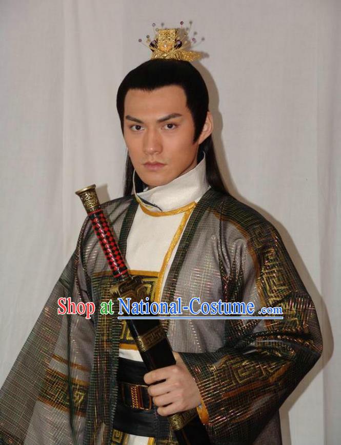 Chinese Ancient Tang Dynasty Crown Prince Jian-Cheng Li Embroidered Replica Costume for Men