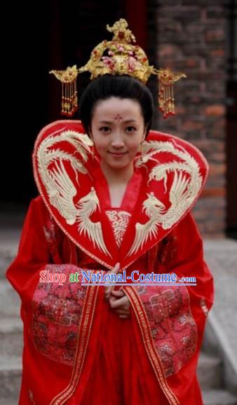 Ancient Chinese Tang Dynasty Princess Embroidered Hanfu Wedding Dress Replica Costume for Women