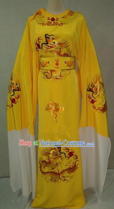 Traditional Chinese Beijing Opera Young Men Water Sleeve Yellow Robe Peking Opera Niche Costume for Adults