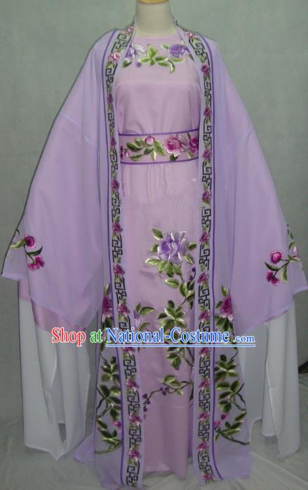 Traditional Chinese Beijing Opera Young Men Purple Robe Peking Opera Niche Costume for Adults