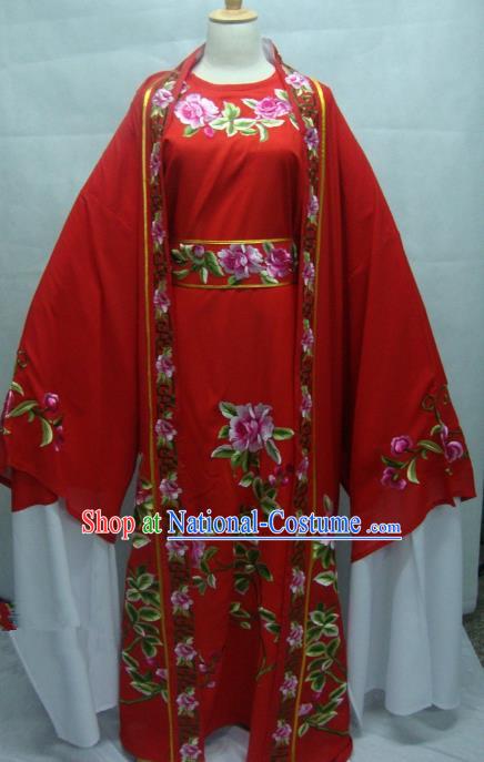 Traditional Chinese Beijing Opera Young Men Red Robe Peking Opera Niche Costume for Adults