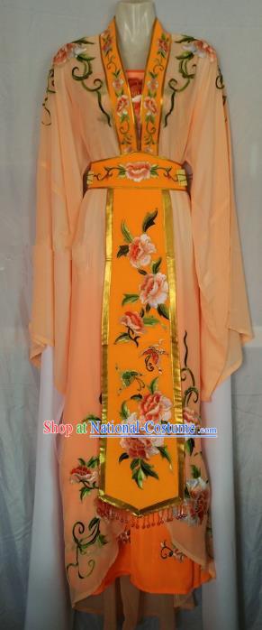 Traditional Chinese Beijing Opera Diva Embroidered Costume Peking Opera Young Lady Orange Dress