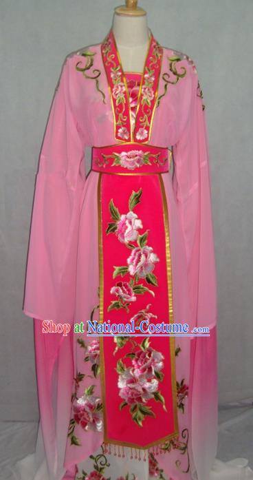 Traditional Chinese Beijing Opera Diva Embroidered Costume Peking Opera Young Lady Pink Dress