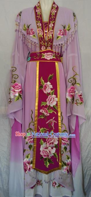 Traditional Chinese Beijing Opera Diva Embroidered Costume Peking Opera Young Lady Purple Dress